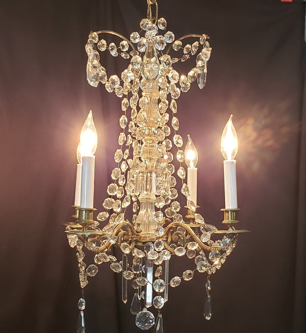 Stunning 4 Light Ornate Faceted Crystal Chandelier 29" x 17"  GS00204