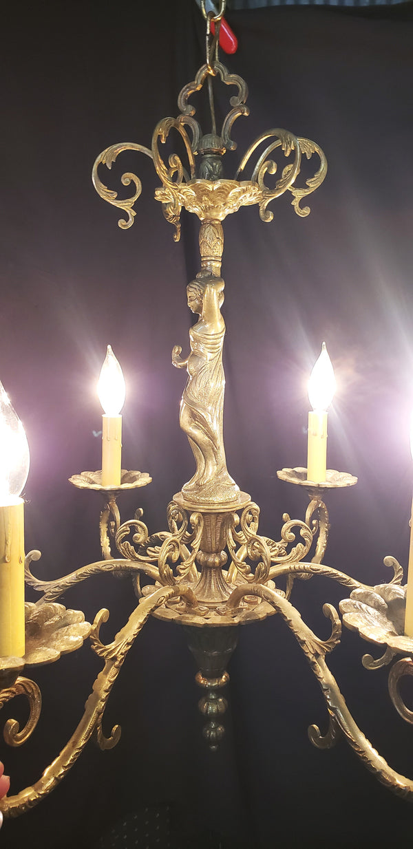 Stunning Spanish 6 Light Brass Chandelier 25" Tall x 24" Round GS00207