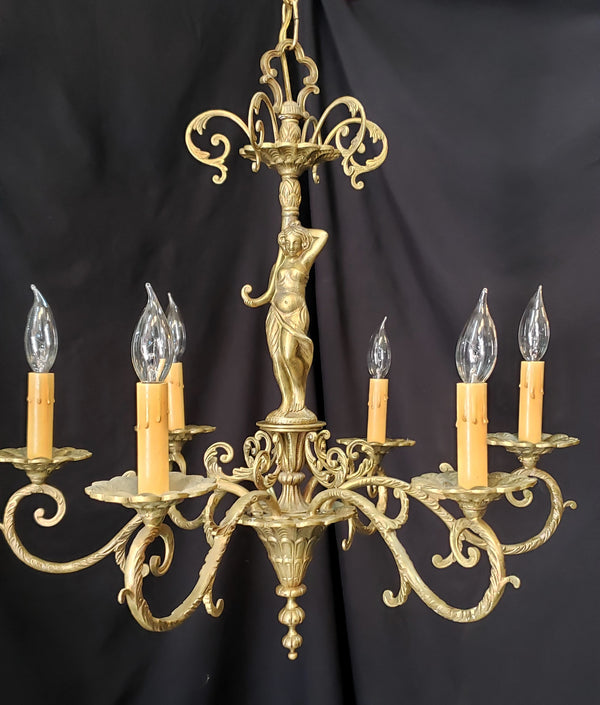 Stunning Spanish 6 Light Brass Chandelier 25" Tall x 24" Round GS00207