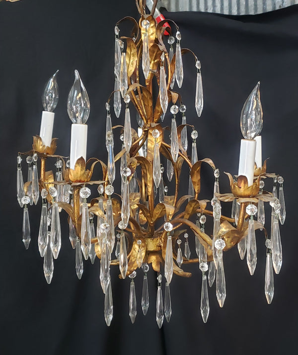 5 Light Italian Gilded Leaf Chandelier 23" T x 21"  GS00210