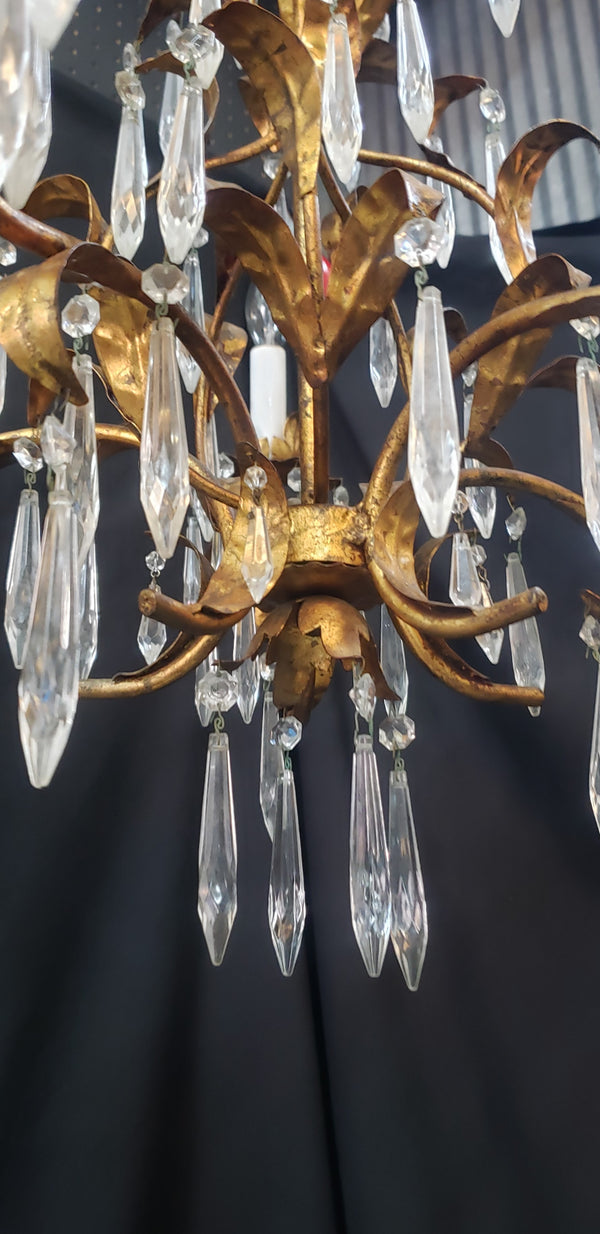 5 Light Italian Gilded Leaf Chandelier 23" T x 21"  GS00210