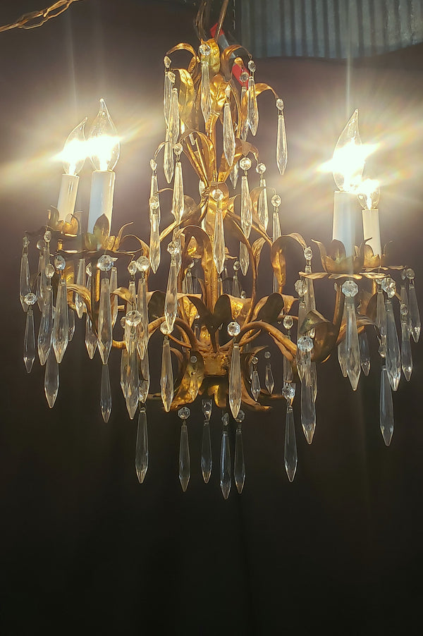 5 Light Italian Gilded Leaf Chandelier 23" T x 21"  GS00210