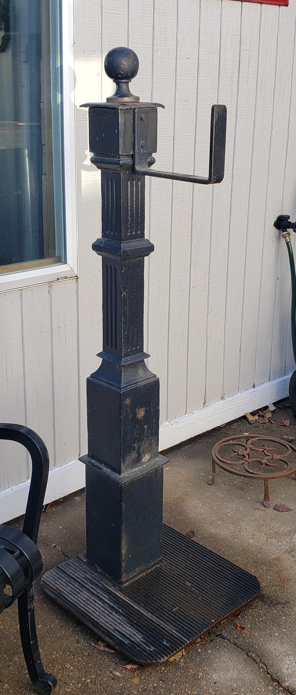 Custom Made Tapered Fluted Iron Post w/ Top Ball Finial and Hose Bracket GS00212