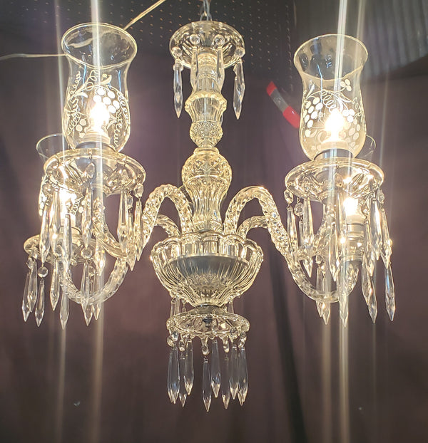 5 Light Ornate Crystal Chandelier with Fluted Shades 23" x 23"  GS00213