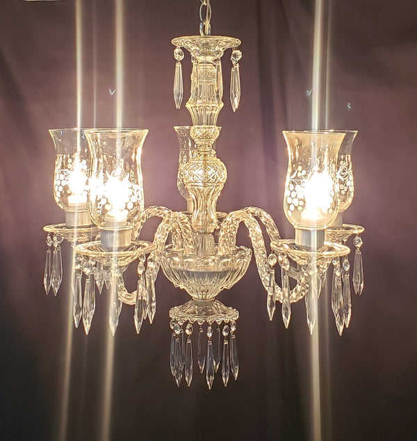 5 Light Ornate Crystal Chandelier with Fluted Shades 23" x 23"  GS00213