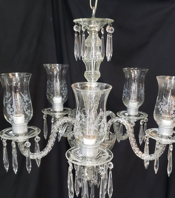 5 Light Ornate Crystal Chandelier with Fluted Shades 23" x 23"  GS00213