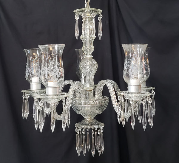 5 Light Ornate Crystal Chandelier with Fluted Shades 23" x 23"  GS00213