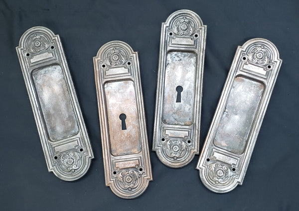 Set of 4 Art Nouveau Pocket Door Pulls 8" x 2 1/4" GS00228