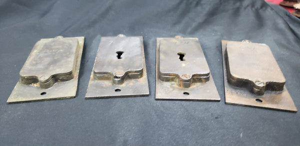 Set of 4 Victorian Cast Iron Pocket Door Escutcheon Plates 5" x 2" GS00230