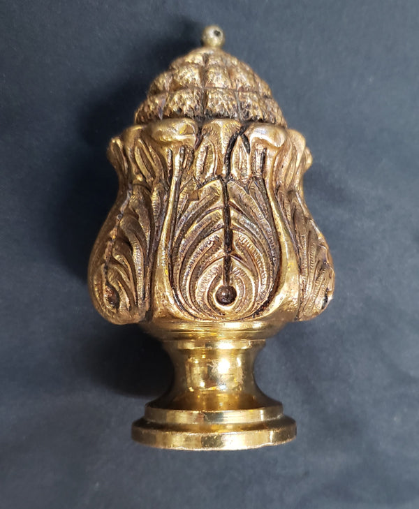 Solid Brass Heavy Duty Pine Leaf Finial 3 1/4" x 2 1/8" GS00231