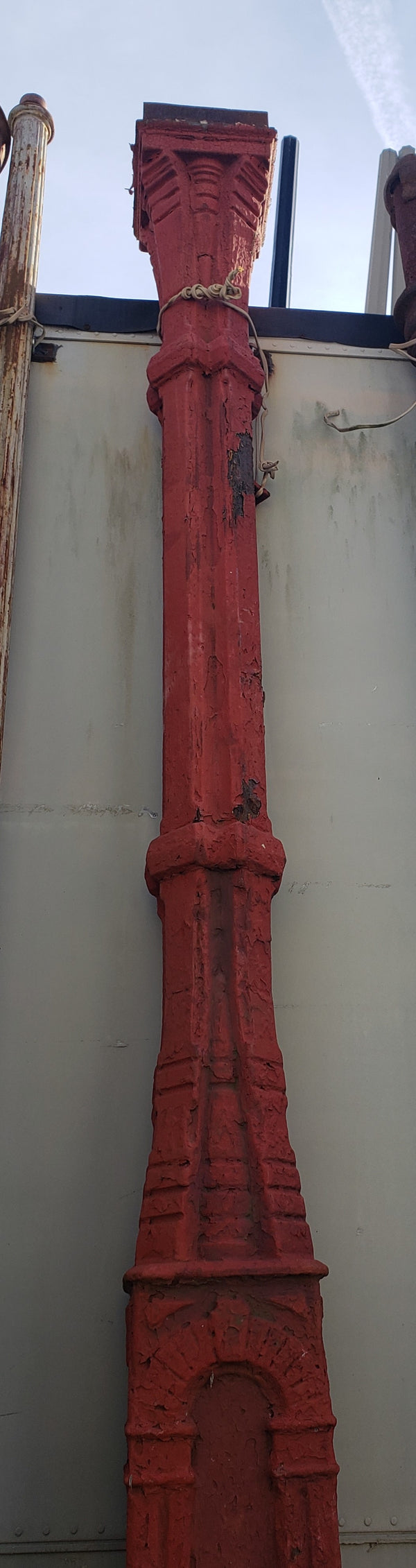 Late 1800's Art Deco Cast Iron 9' 6" Column Salvaged from Philadelphia GS00245