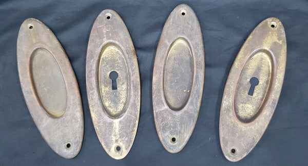 Set of 4 Brass Pocket Door Escutcheon Plates 7" x 2 3/8" GS00246