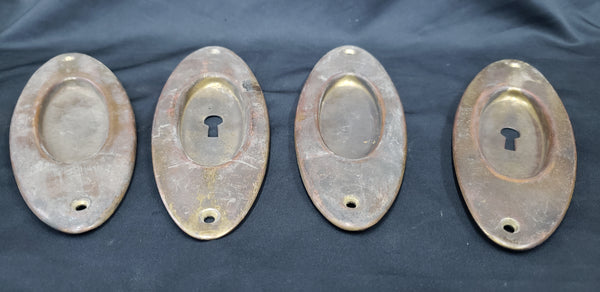 Set of 4 Brass Pocket Door Escutcheon Plates 7" x 2 3/8" GS00246