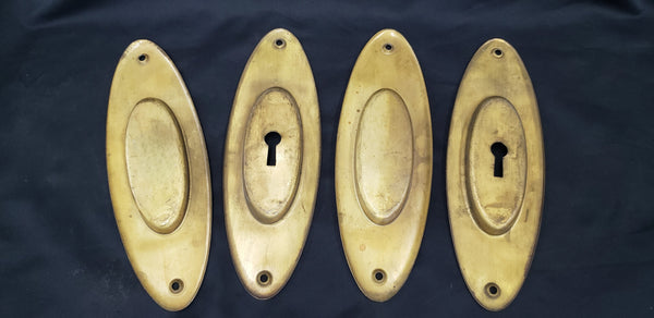 Set of 4 Brass Pocket Door Escutcheon Plates 7" x 2 3/8" GS00246