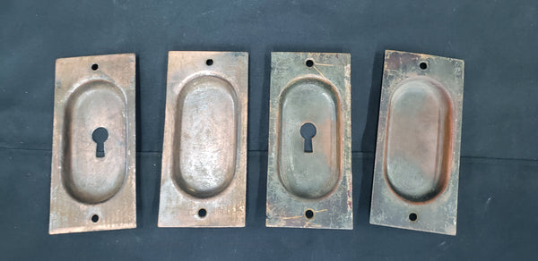 Set of 4 Brass Pocket Door Escutcheon Plates 4 5/8" x 2 1/8" GS00255