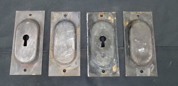 Set of 4 Brass Pocket Door Escutcheon Plates 4 5/8" x 2 1/8" GS00255