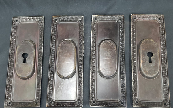 Set of 4 Egg & Dart Pocket Door Escutcheon Plates 7" x 2 1/2" GS00258