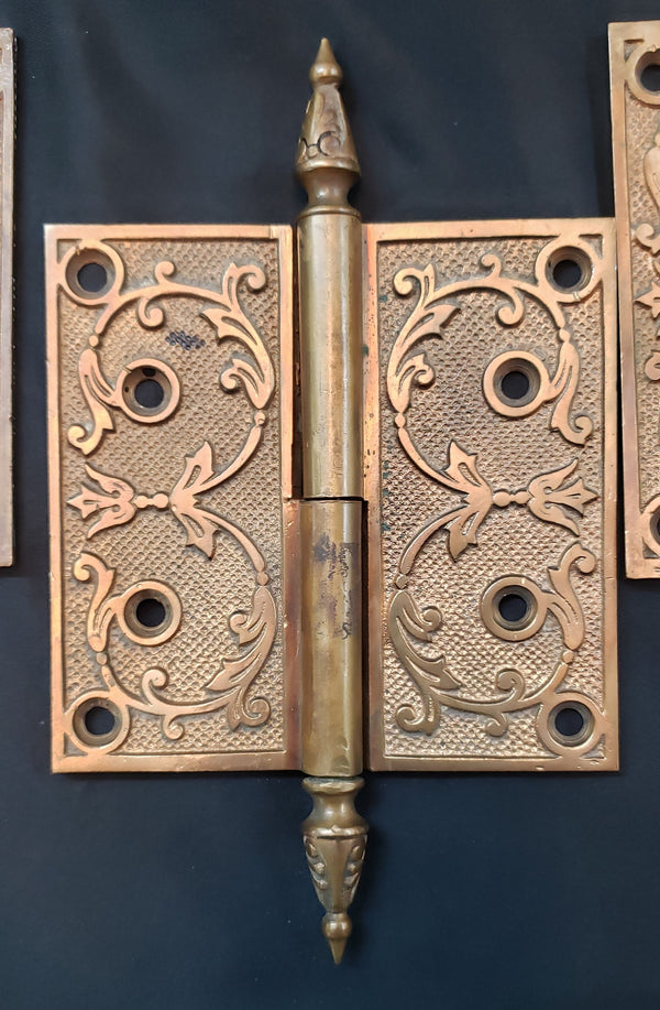 Set of 3 Restored Bronze Victorian Hinges  4 1/2" x 4 1/2" GS00294