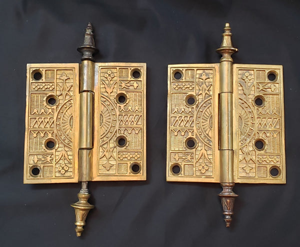 Pair of  Restored Bronze Victorian Hinges  4 1/2" x 4 1/2" GS00295