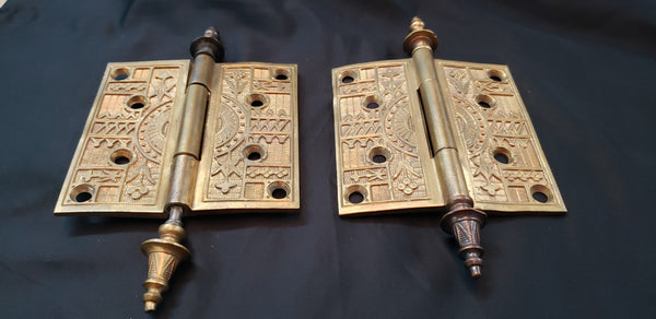 Pair of  Restored Bronze Victorian Hinges  4 1/2" x 4 1/2" GS00295