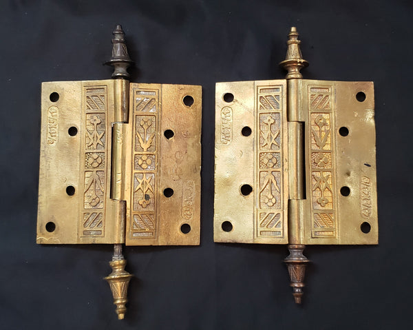 Pair of  Restored Bronze Victorian Hinges  4 1/2" x 4 1/2" GS00295