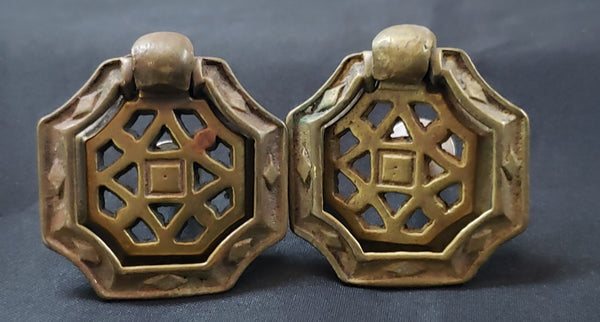 7 Piece Brass Hexagon Filigree Furniture Hardware Pulls & Knobs GS00299