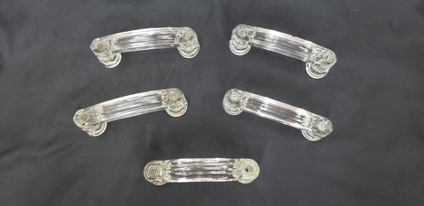 Set of 5 Solid Glass Furniture Pull Handles 3 5/8" Long GS00311