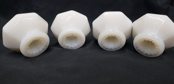 Set of 4 Milk White Octagon Shaped Furniture Knobs  1 3/4" Diameter GS00305