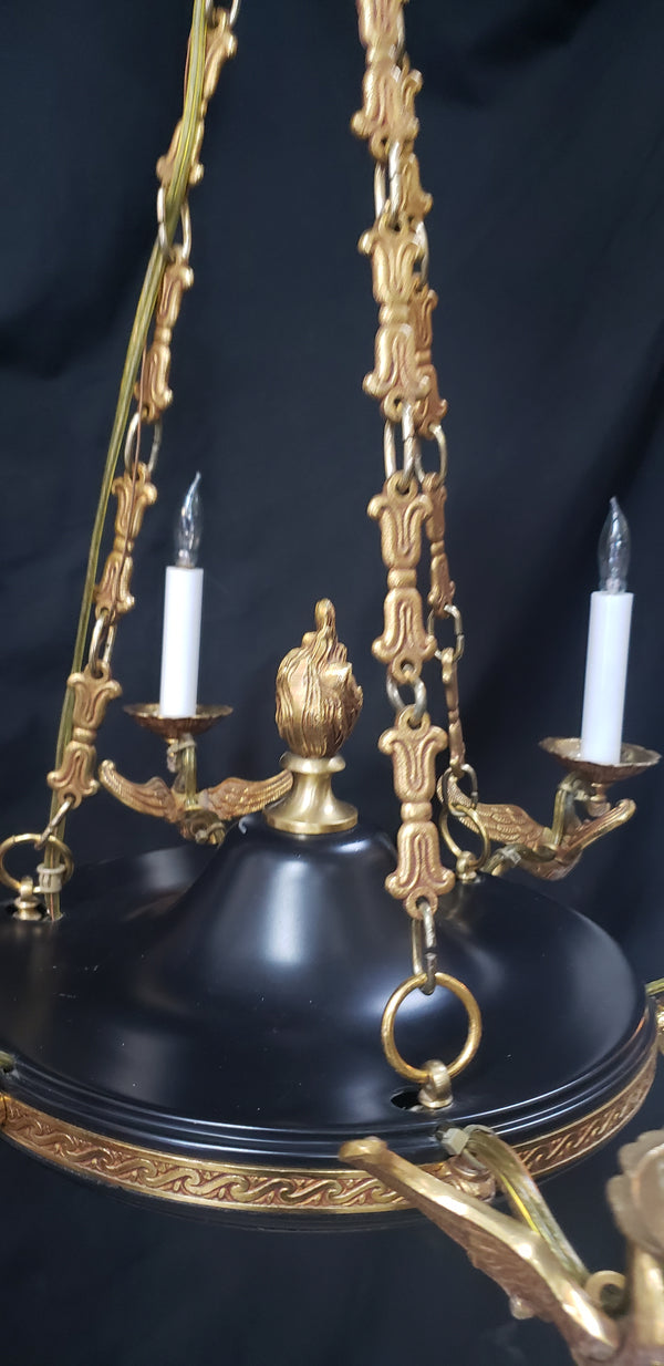 6 Light Ornate Gold Gilt Empire Chandelier with Swan Candle Holders GS00328