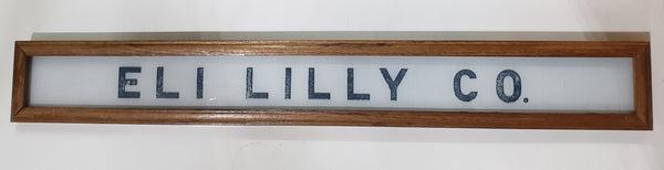 Vintage Eli Lilly Co. Milk White Glass Sign in Frame 6 3/4" x 4 3/4" GS00329