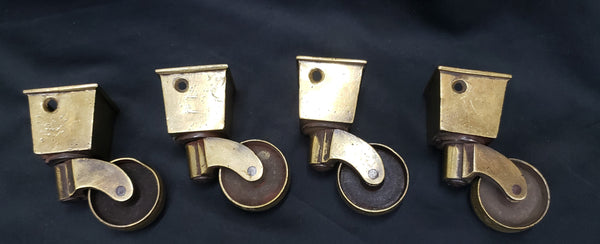 4 Solid Brass Square Furniture Toe Cap Cover Casters GS00332