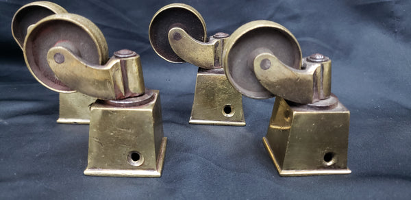 4 Solid Brass Square Furniture Toe Cap Cover Casters GS00332