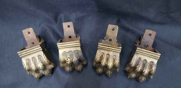 4 Ornate Solid Brass Claw Foot Furniture Toe Cap Cover Casters GS00333