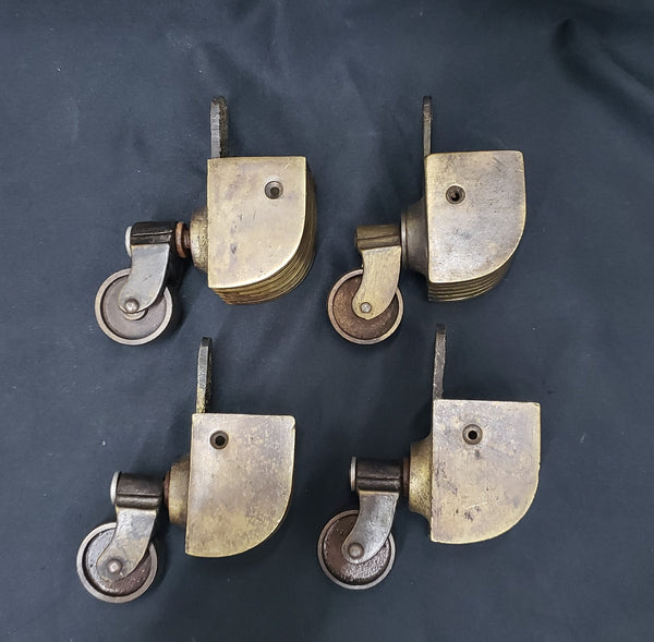 4 Duncan Phyfe Solid Brass Textured Furniture Toe Cap Cover Casters GS00334