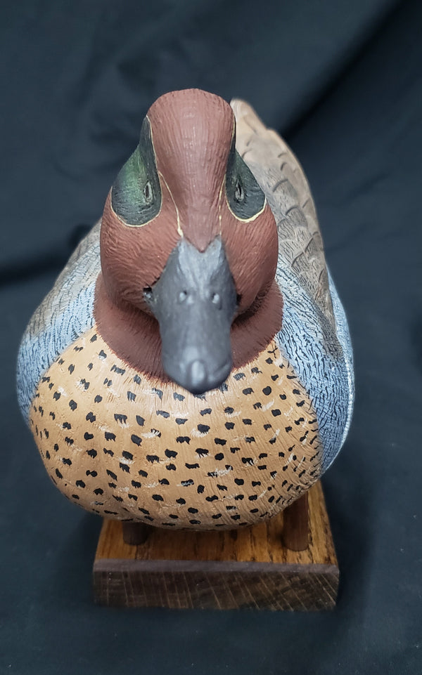 1988 Green Wing Teal Duck by J. P. Curtis Jr. 11" x 4 3/4" x 5" GS00341