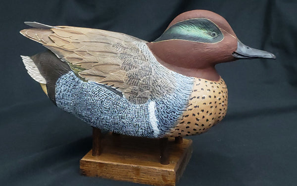 1988 Green Wing Teal Duck by J. P. Curtis Jr. 11" x 4 3/4" x 5" GS00341