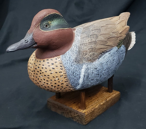 1988 Green Wing Teal Duck by J. P. Curtis Jr. 11" x 4 3/4" x 5" GS00341