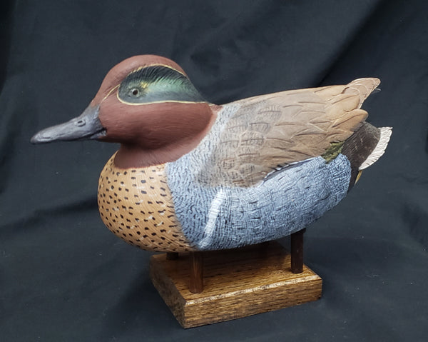 1988 Green Wing Teal Duck by J. P. Curtis Jr. 11" x 4 3/4" x 5" GS00341