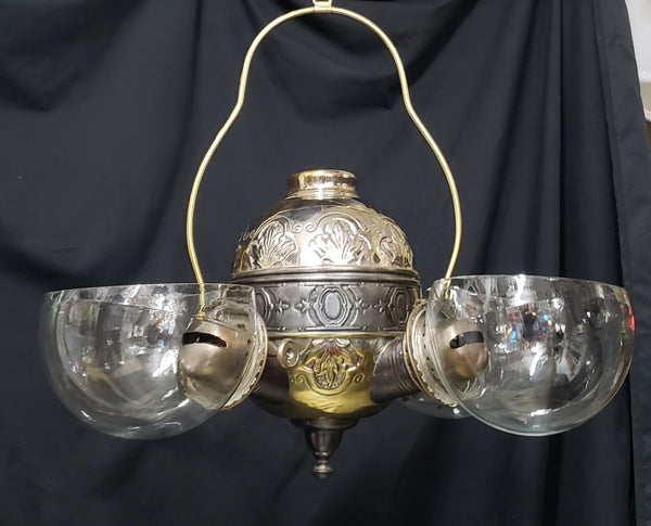 1860 Four Burner Brass Angle Lamp 22" x 18"  GS00346