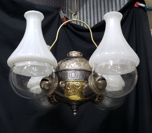 1860 Four Burner Brass Angle Lamp 22" x 18"  GS00346