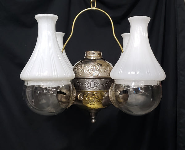 1860 Four Burner Brass Angle Lamp 22" x 18"  GS00346