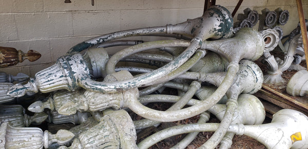 Vintage GE Cast Aluminum Halo Pole Top Light Fixture Frame 45" x 20" GS00364
