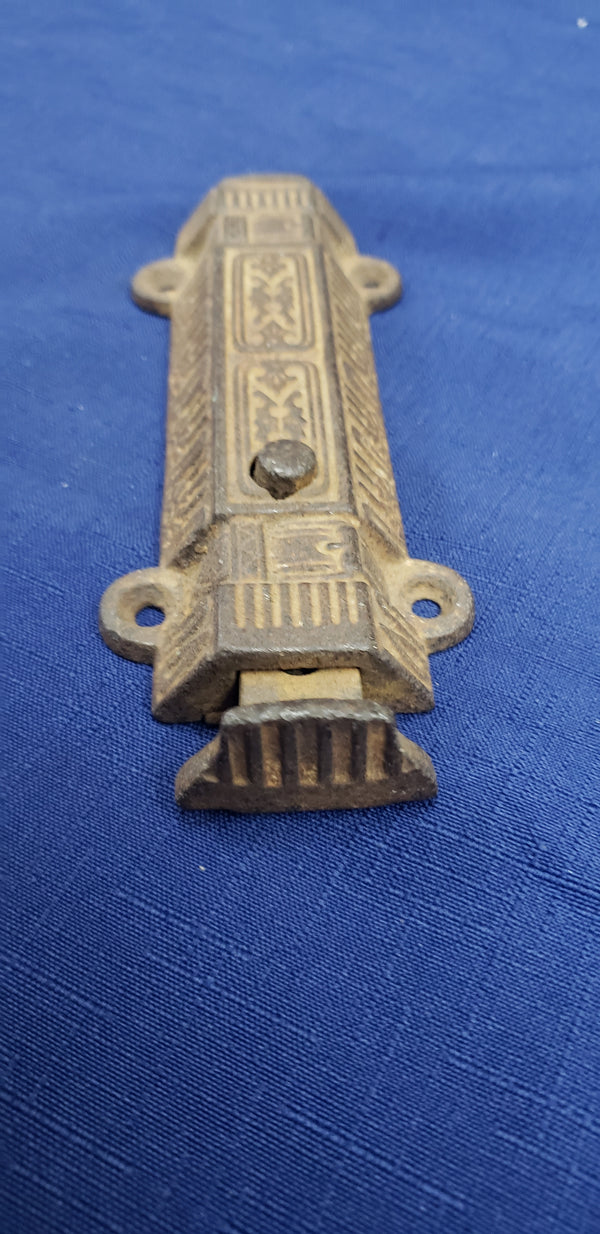 Cast Iron Victorian Eastlake French Door Bolt Lock  6" x 2 1/2" GS00397