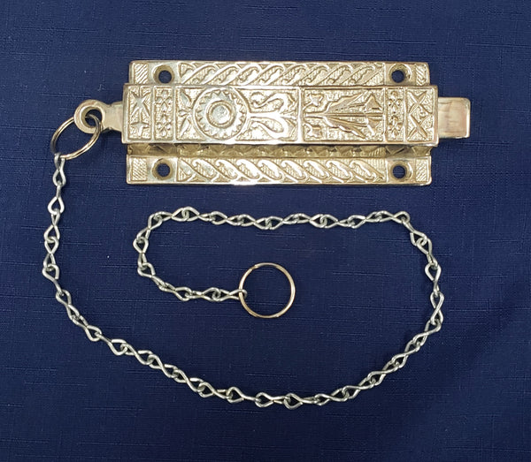 Restored Victorian Eastlake French Door Bolt Lock with Chain GS00399
