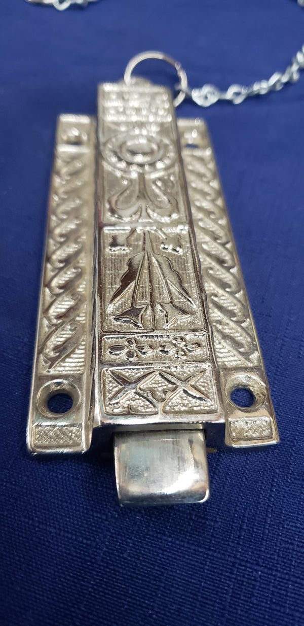 Restored Victorian Eastlake French Door Bolt Lock with Chain GS00399