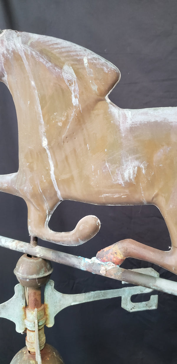 Large Vintage Copper Trotting Horse Weather Vane with Pole 32" x 61" GS00405