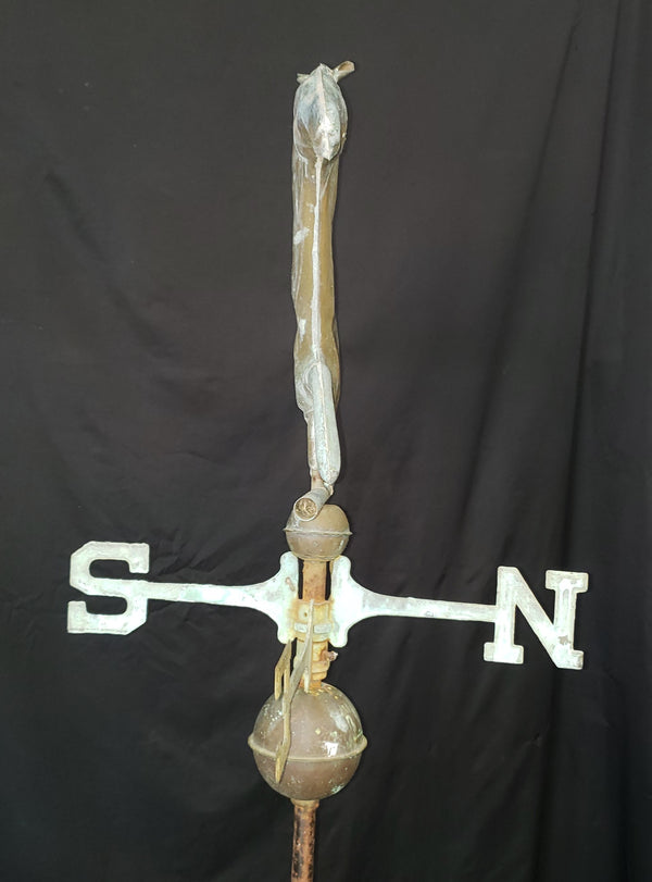 Large Vintage Copper Trotting Horse Weather Vane with Pole 32" x 61" GS00405