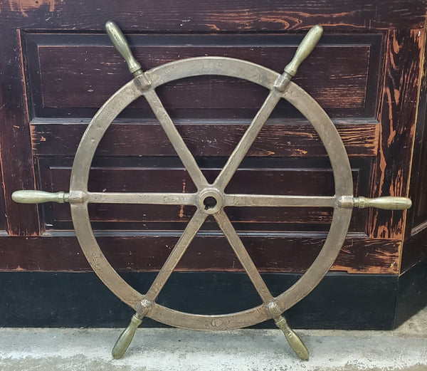 WWII Bronze & Brass Ship Steering Wheel w/ King Spoke Indicator GS00407