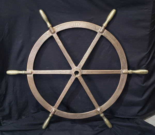 WWII Bronze & Brass Ship Steering Wheel w/ King Spoke Indicator GS00407