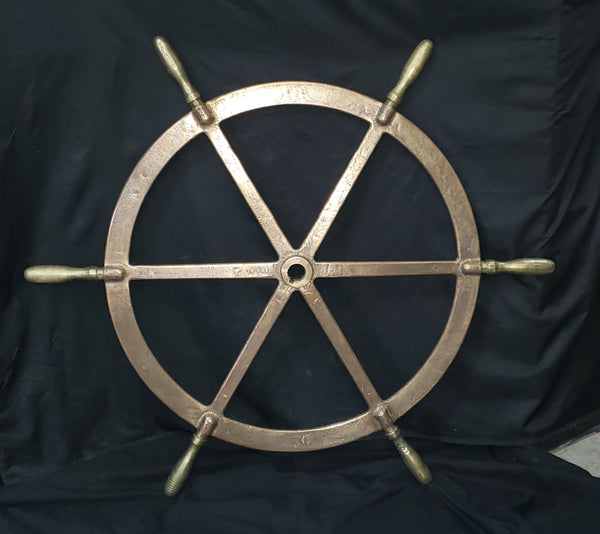 WWII Bronze & Brass Ship Steering Wheel w/ King Spoke Indicator GS00407